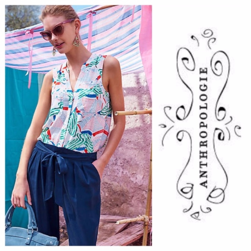 Anthropologie Maeve sunseeker umbrella print top - Picture 1 of 5